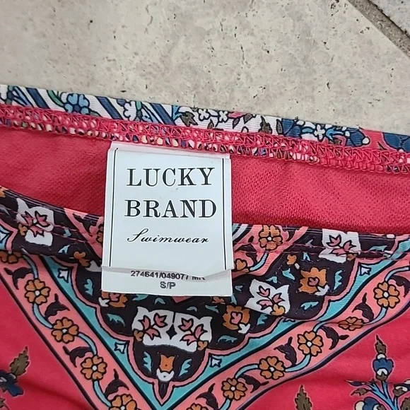 Lucky Brand Red and Green Paisley Bikini Bottoms - Picture 2 of 4